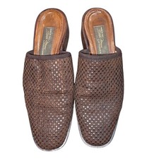 Vintage Sesto Meucci Woven Leather Mules Brown Italy Size 6