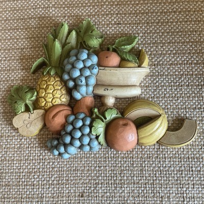 Dart Industries Wall decor Bowl of Fruits Grapes Pineapple Pear Tropical