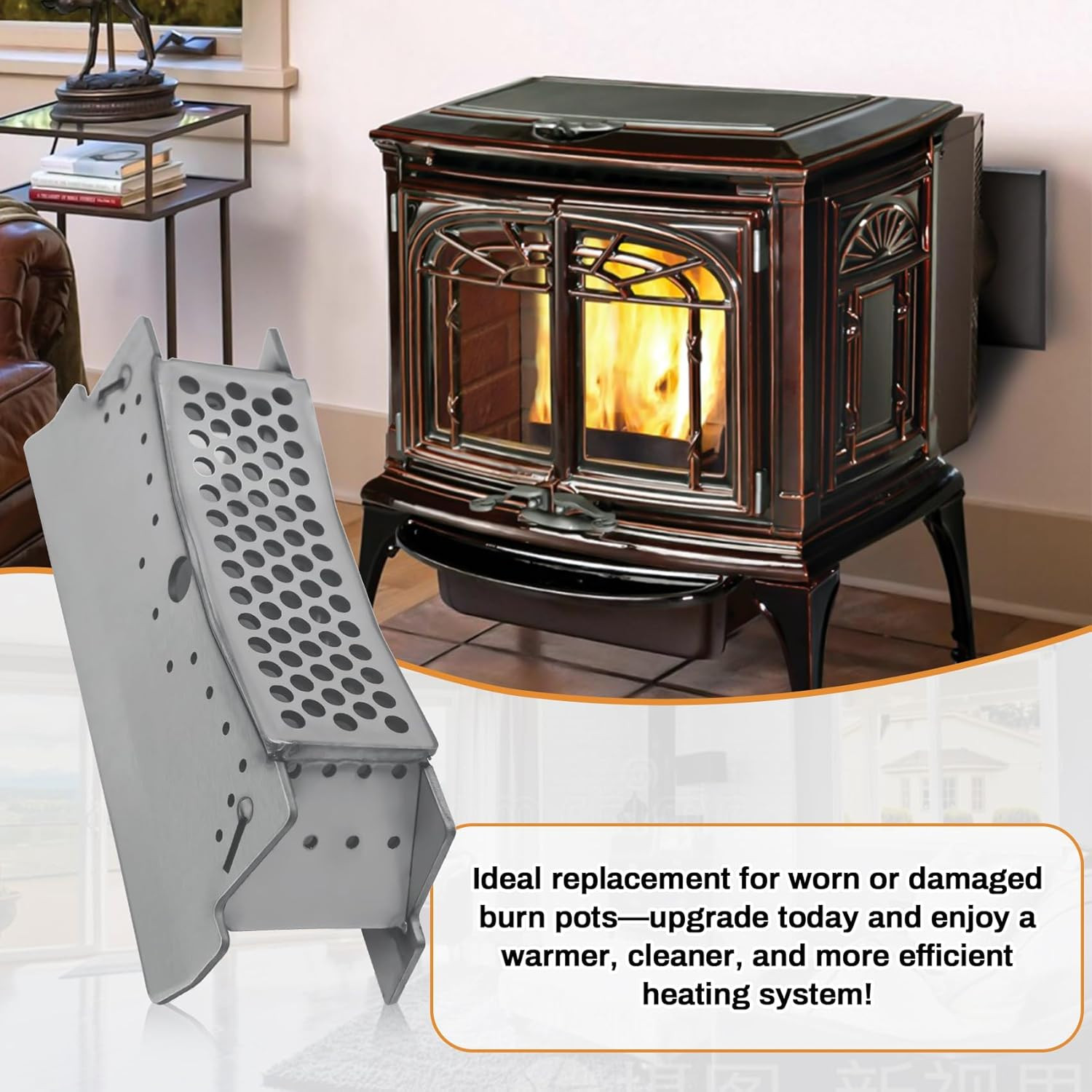 250-00128 Firepot Burnpot Replacement for Lopi & Avalon Large Pellet Stoves, 993