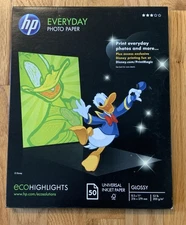 HP Everyday Glossy Photo Paper Ecohighlights 50 Pages 8.5"x11" Q8723A New