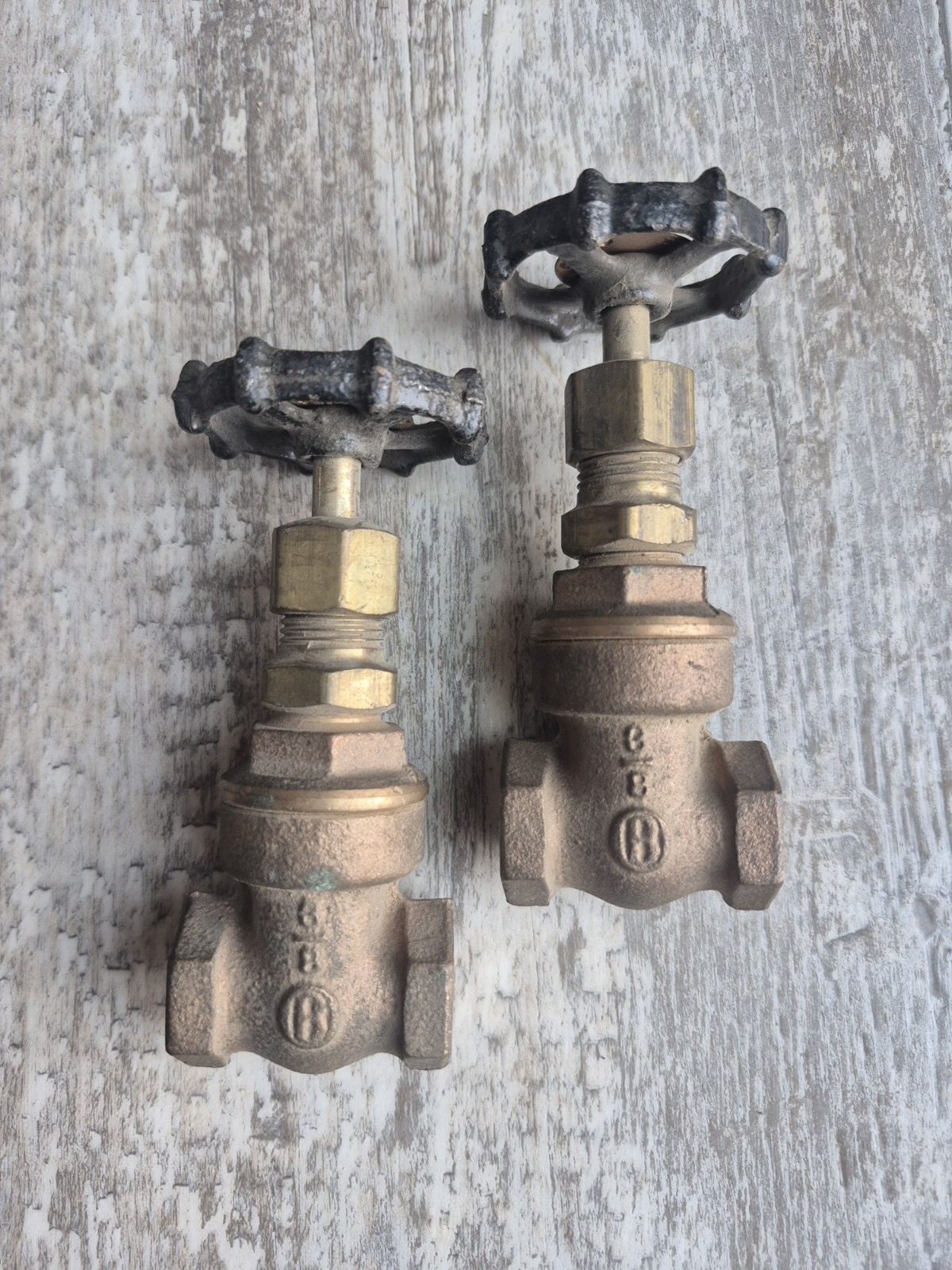 Vtg Antique Brass Water Valve Ohio Brass 3/8" Steam Engine Steam Punk Lot Of 2