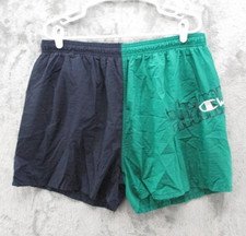 Vintage Champion Swim Trunks Mens XL Green Black Nylon Split Panel Spell Out