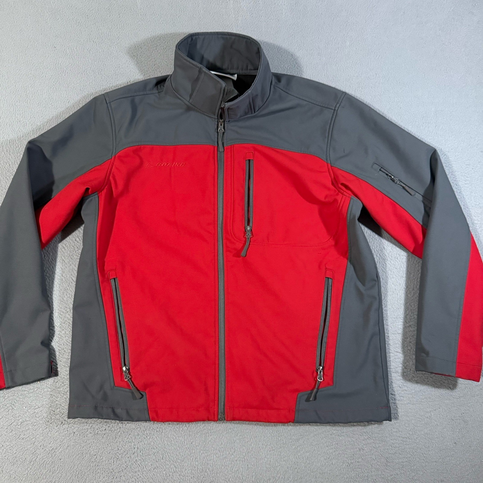 Boeing Soft Shell Water Resistant Jacket Red Gray… - image 1