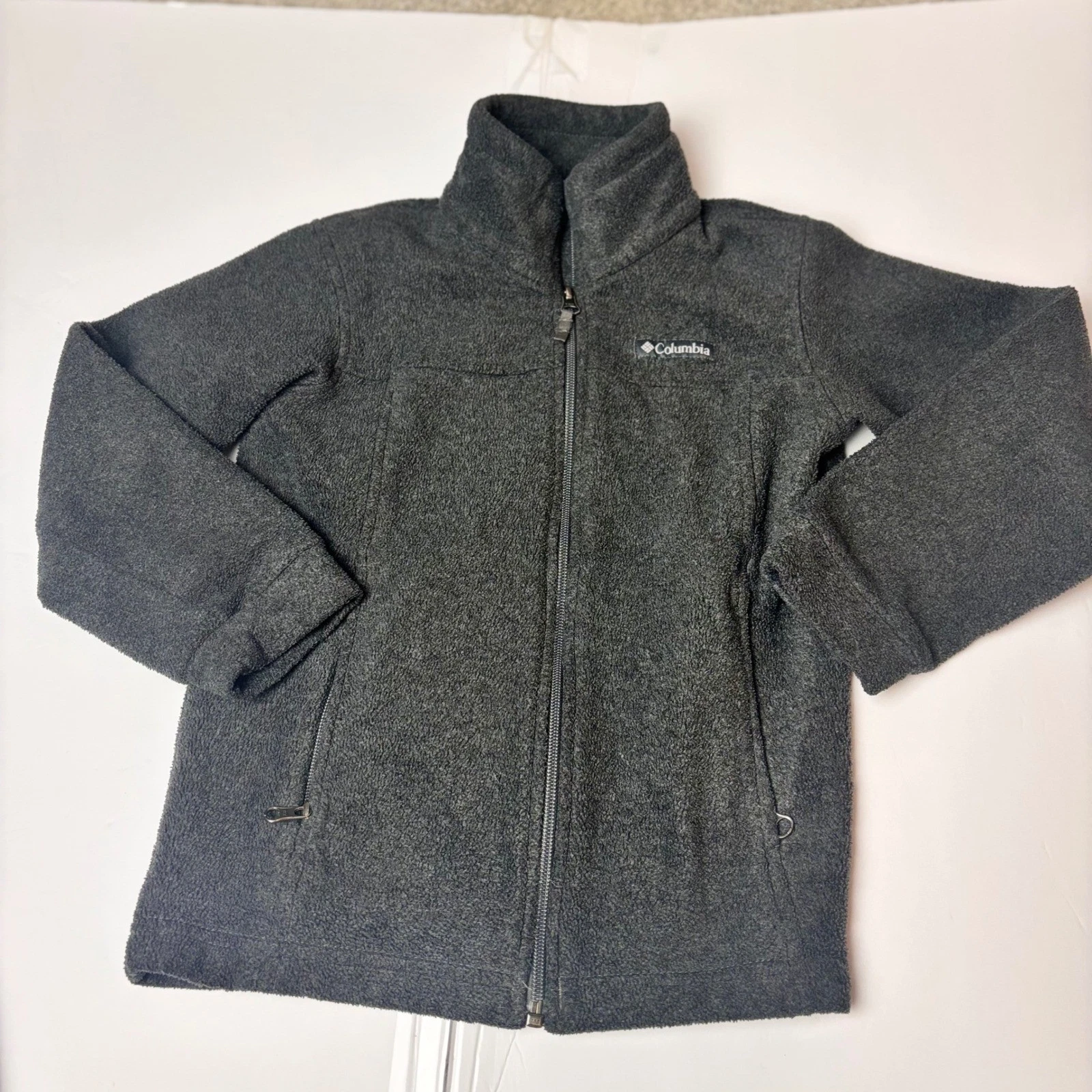 Columbia Kids Full Zip Fleece Jacket Dark Gray Mock Neck Outdoor Youth S Spring