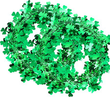 St. Patrick's Day Shamrock Garland Set - 46 Ft Tinsel Decoration for Home