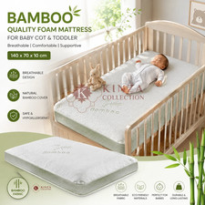 Baby Cot Bed Toddler Bamboo Quality Mattress Cover Breathable Soft 140 x70x 10cm