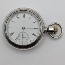 Waltham Wm Ellery 18s Pocket Watch 11J Model 1877 Coin Silver Case - Runs - 1884