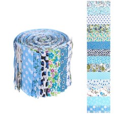 42Pcs Jelly Roll Fabric Strips Soft Cotton Quilting 2.5 x 20 Inch Blue