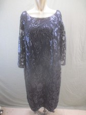 Adrianna Papell Size 16 Womens Blue Lace Cotton Blend Lined Beauty Dress 535