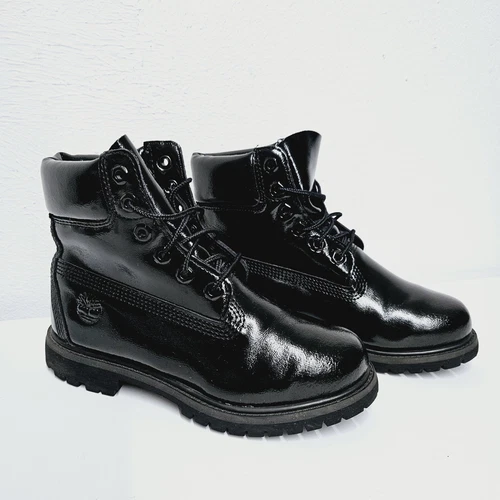 Stivali impermeabili Timberland 6 pollici premium da donna taglia UK 4 in pelle nera ottime condizioni