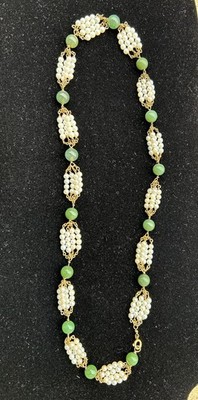 Vintage 14K Jade and Pearl necklace