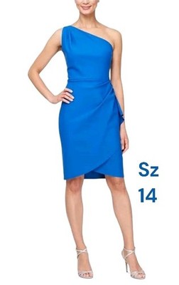 New Alex Evenings Women's Blue Scuba Side-Draped One-Shoulder Dress Size 14 | eBay New Alex Evenings Women's Blue Scuba Side-Draped One-Shoulder Dress Size 14 | eBay