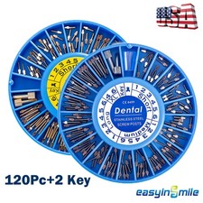 120PCS Dental Screw Post Titanium Kit Gold/Silver Plated Conical Root Canal Pins