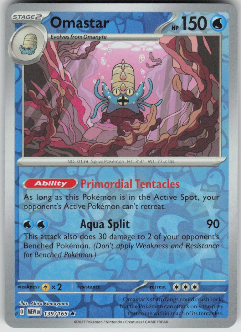 Pokemon Omastar Rare SV: Scarlet & Violet 151 139/165 NM