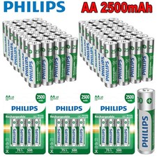 Lot Original Philips 1.2V AA 2500mAh Ni-MH HR6 Rechargeable Batteries Double A