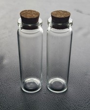 Small Clear Glass Tubes Vials with Corks, Set of 2
