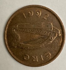 1992 Irish Two Pence Coin Old Ireland 2p Scarcer Year