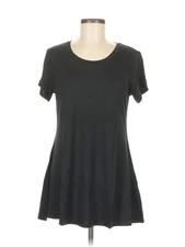 H By Halston Women Black Short Sleeve T-Shirt S