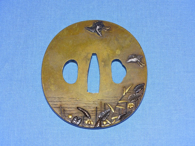 Japanese Samurai Sword Guard TSUBA, Soft Metal, Brass & Mixed Metal (#13)
