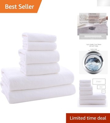 6-Piece White Microfiber Towel Set - Soft, Absorbent, Quick Drying Luxury