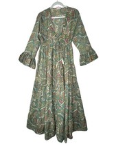 Boemo By Anthropologie Maxi Dress Women’s Large Paisley Boho Long Sleeves