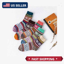 5 Pairs Women Crew Wool Merino Warm Thermal Lambs Heavy Duty Boot Socks Soft -9