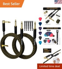 Guitar Cable 15 Feet/2 Pack-Right Angle+Strai...