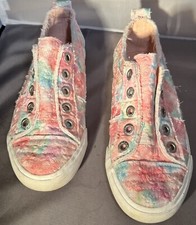 Blowfish Malibu Girls Sz 5.5 Slip On Sneaker Floral Pastel Multi Rainbow Unicorn