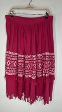 VTG Guatemala Skirt Tiered Fringe Hand Woven Cotton  Stretch Out Elastic FLAWS