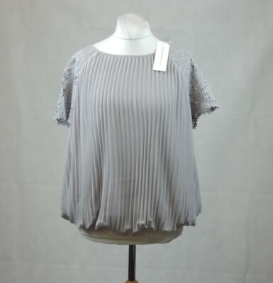 Debenhams Rjr Floral Lace Silver Crinkle Top Size 20 UK UVP £39 CR017 FF 07