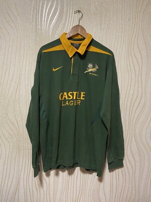 SOUTH AFRICA HOME SHIRT JERSEY RUGBY NIKE sz 2XL MEN LONG SLEEVE