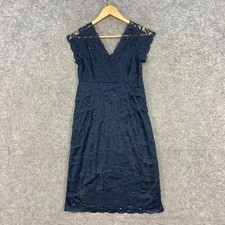 NEW Heine Womens Dress Size 36 Small Blue Lace Floral Sleeveless Shift 15106