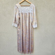 CHRISTIAN DIOR Nightgown Women's Large Lace Satin Chemise Floral Vintage 90s
