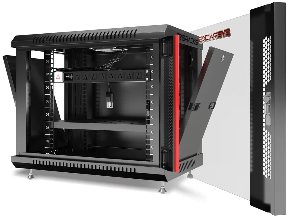 9U Sysracks Wall Mount IT Data Network Server Rack Cabinet Enclosure 18" Depth - Image 4 of 4