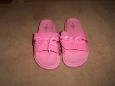 NEW, LADIES SOLE MATES CHAIN SLIDE SANDALS, PINK, SIZE 8
