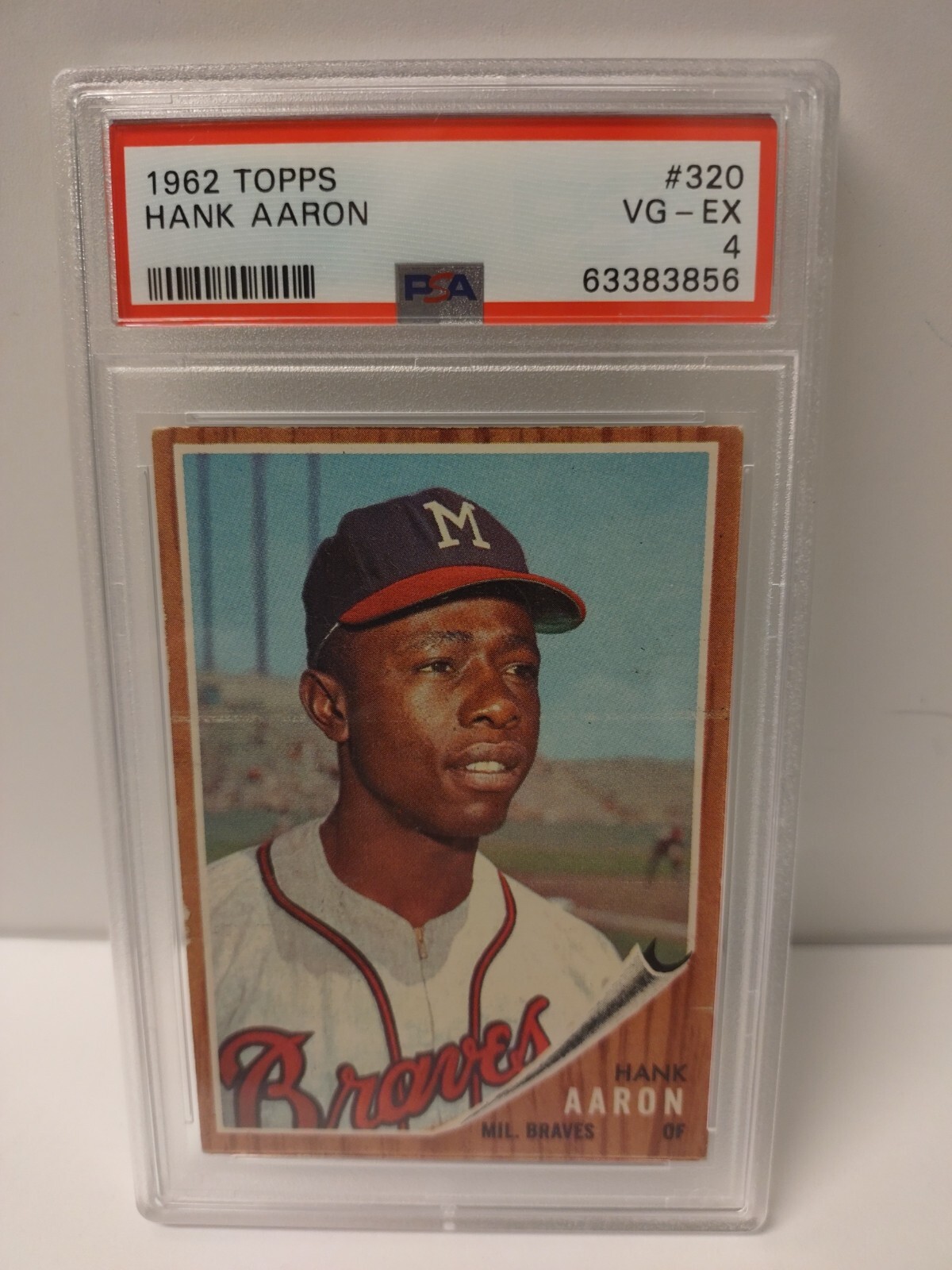 1962 Topps Baseball Hank Aaron #320 PSA 4 VG-EX  "Milwaukee Braves" HOFer ⚾⚾