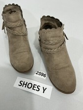 Girls So Size 2 Tan Ankle Boots Braided Strap Zipper