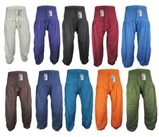Donna Elastico Vita Alta Lounge Cotone Pantaloni Casual Genio ALADDIN Hippie