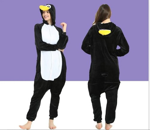 Adult Penguin Pajamas One Piece Kids Christmas Cosplay Costume Flannel Warm - Picture 12 of 15