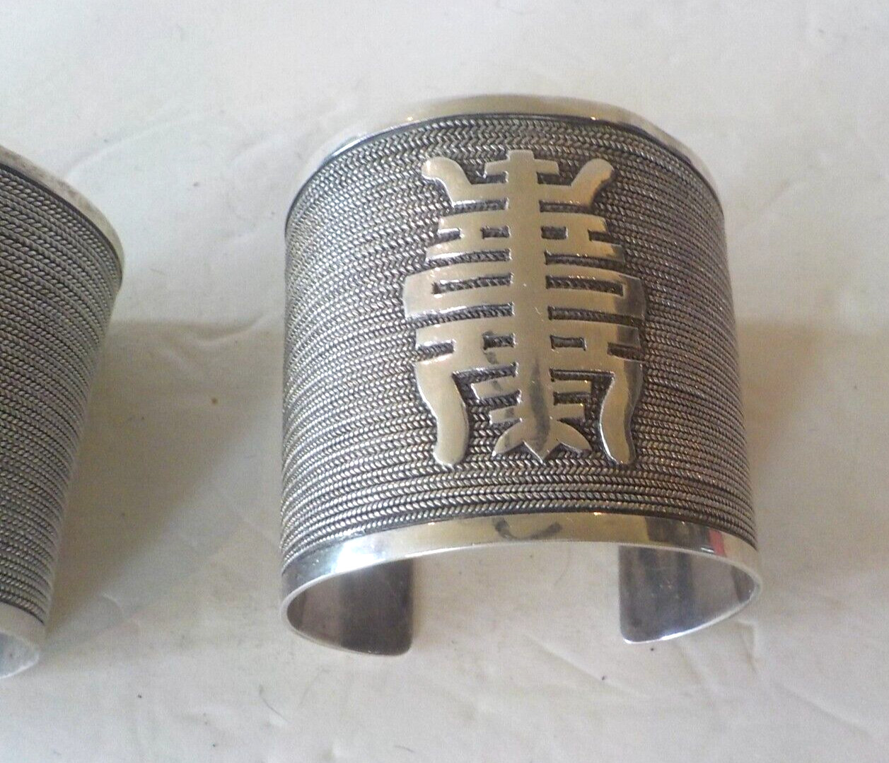 PAIR Chinese Export Silver Cuff Bracelets, Chines… - image 3