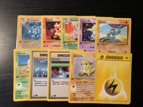 Lot 10 Pokemon Cards /102 Base Set Edition 1 French Wizards Played - Picture 1 of 2