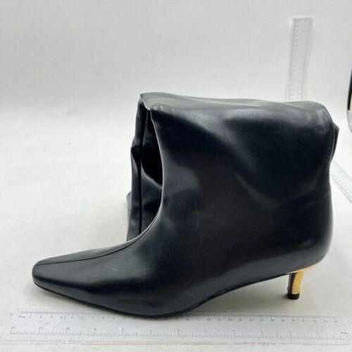 Knee High Boots for Women Low Stiletto Heel Boots Pointed Toe Long Boots Black