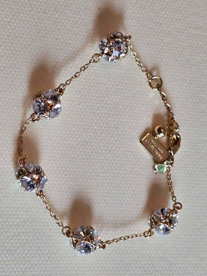 Vintage Kate Spade Lady Marmalade Crystall Ball Bracelet Gold Tone - Image 3 of 4