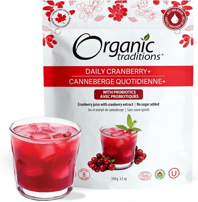 Organic Traditions Daily Cranberry Powder Canada Unsweetened Healthy 100g NEW