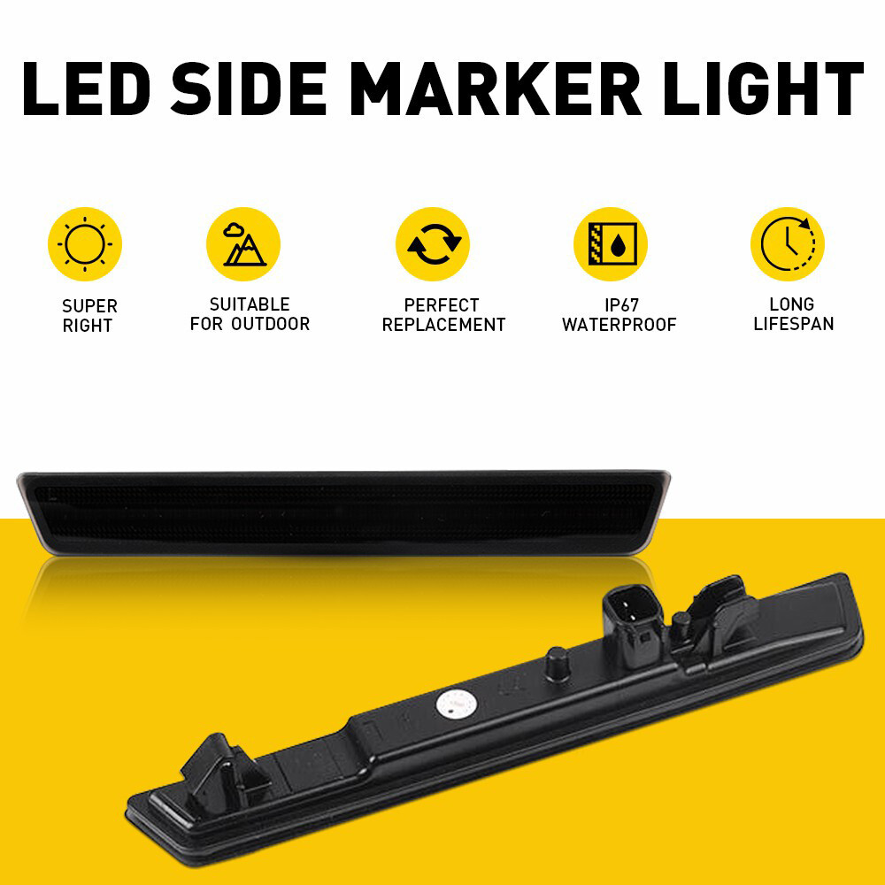 Fit 18-22 Dodge Challenger SRT Black Lens Side Marker Lights