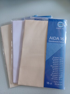 2 WÄHLEN SIE IHRE EIGENEN FARBEN, NEU, RTO VORGESCHNITTEN 16 STÜCK AIDA, 15,5 x 17,5'', 39 x 45 cm