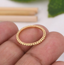 Boho Dotted 14k Gold Band Ring Sterling Silver Simple Engagement Rings Gift Idea