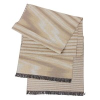 Winterschal Seidenflanell Beige Gestreift - Sanft Wie Kaschmir 100% Seide