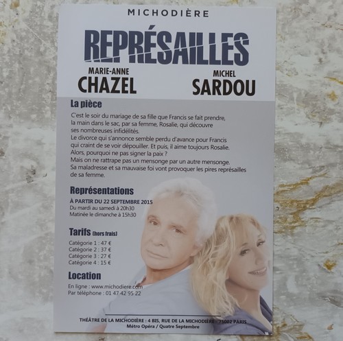 MICHEL SARDOU - Theatre / Retaliation - Advertising Flyer (2015) - Picture 2 of 2