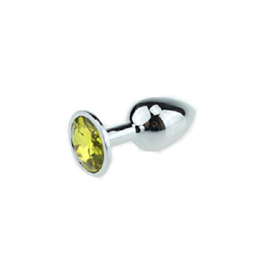 Crystal Jeweled Stainless Steel Butt Plug, Yellow Jewel